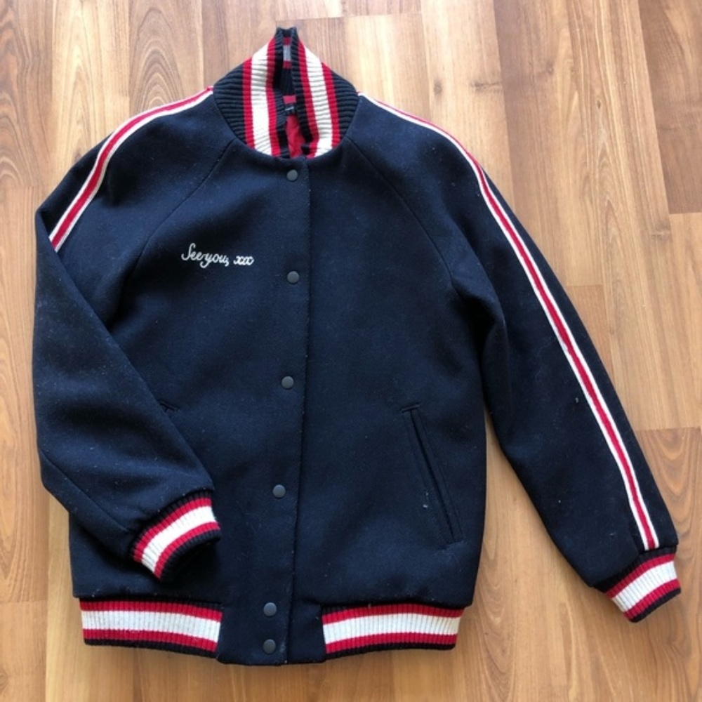 Zara East Village NY Wool Bomber Military Jacket